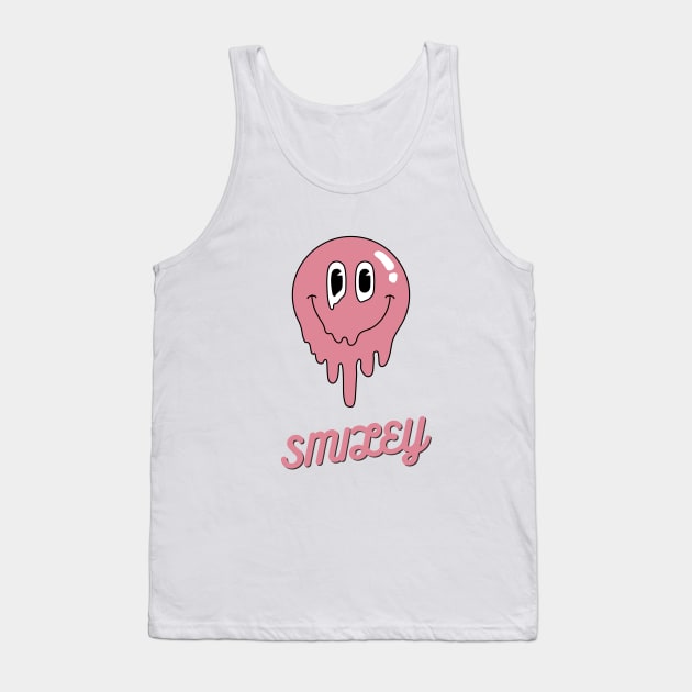 Preppy Y2K Trendy Smiley Design Cute Pink Tank Top by VanillaArt